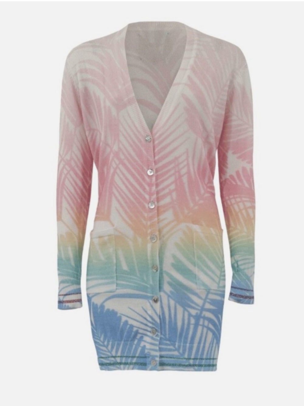 Revolve x Le Superbe Multi-Color Beach Fade Palms wool cashmere blend Cardigan